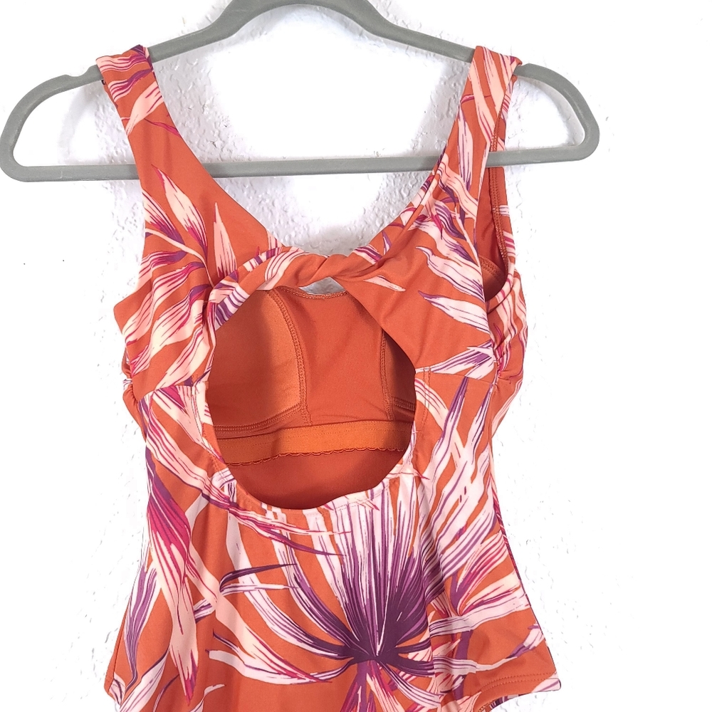 Kona Sol Tropical Palm Orange One-piece Swimsuit - Picture 8 of 10